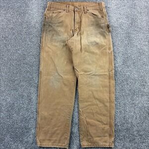 Vintage Dickies Carpenter Pants Mens 32x30 Brown Faded Distressed Heavy Canvas